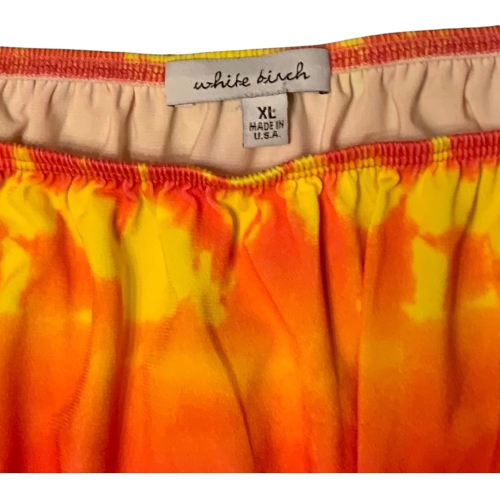 NWT-White Birch Sz Lg pink/orange/yellow tie die short sleeve romper w/pockets. - Picture 7 of 11